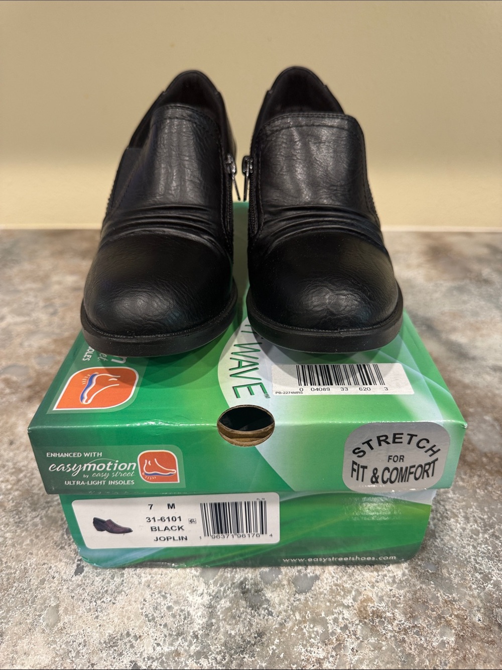 easy street Black Low-Heel Ankle Boots with Side Zipper